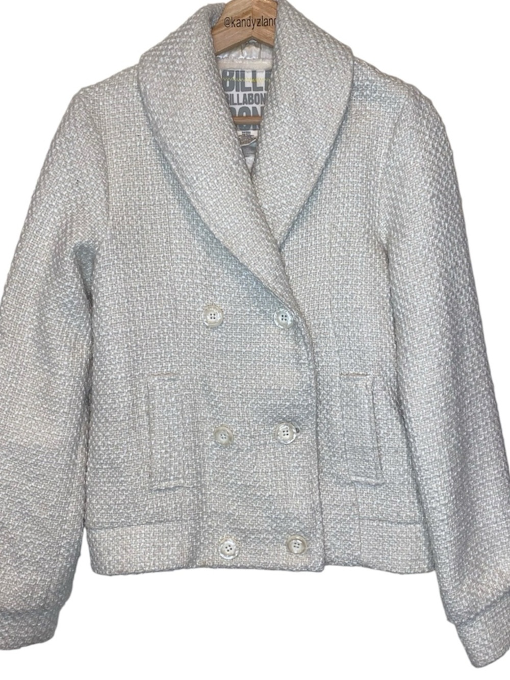 BILLABONG Cream Cropped Tweed Coat